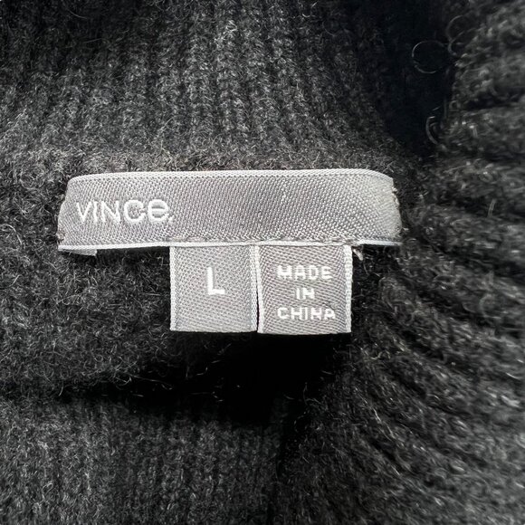 Vince Women's Yak and Wool Blend Turtleneck Cable Knit Sweater Black Size Large - Picture 4 of 7